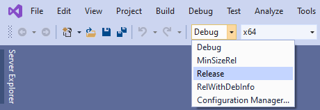 Visual Studio Select Configuration