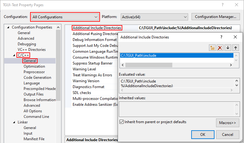 Visual Studio Additional Include Directories
